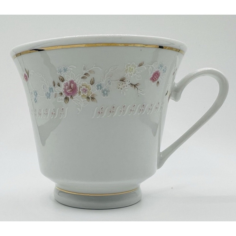 Home Styles Coffee Cup Mug Fine China Floral Gold Trim White Vintage Cottagecore